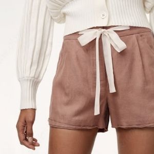 ARITZIA WILFRED Brown Linen Blend Belted Shorts
